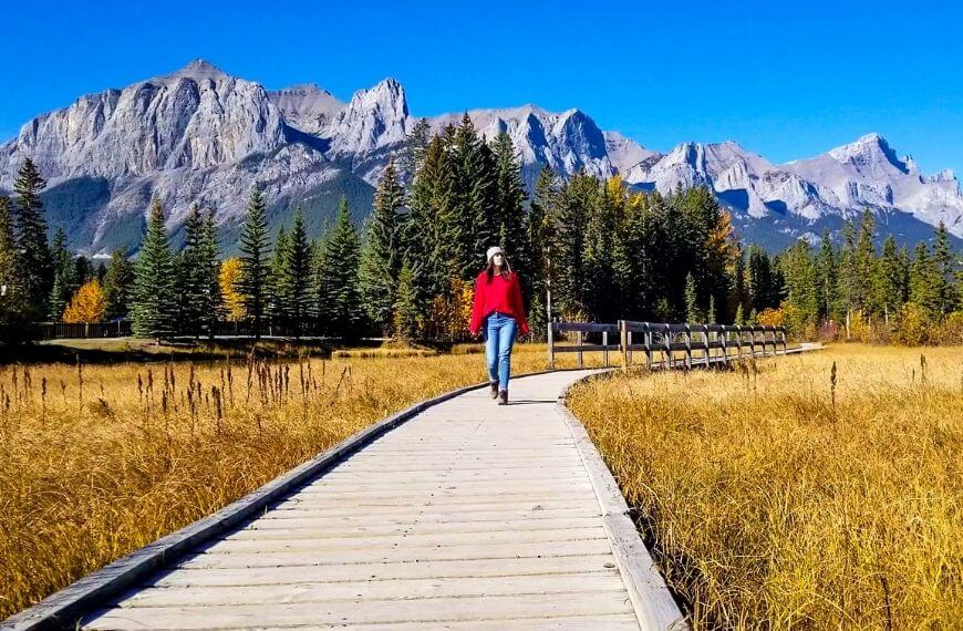 me on the boardwalk to spring creek canmore