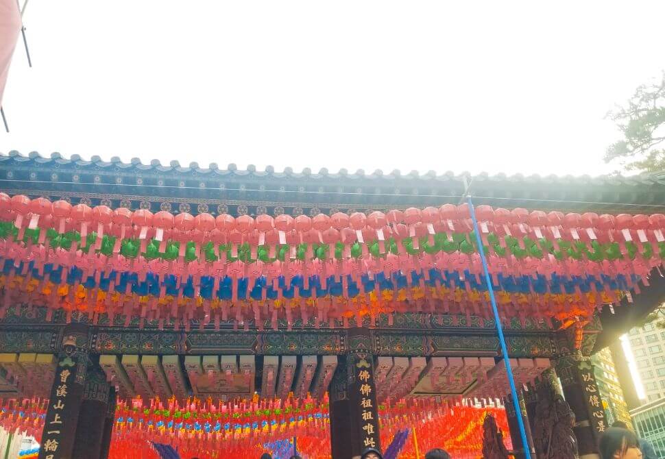Lanterns on the ceiling of the Jogyesa temple at the Lotus Lantern festival in seoul