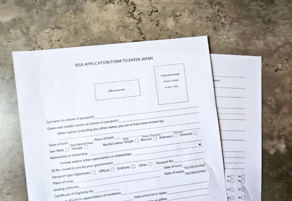 The Japanese working holiday visa application form - apply for 1 year in Japan