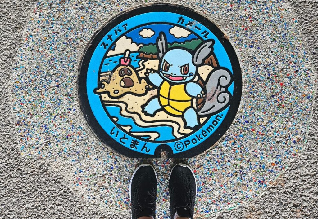 Wartortle Pokelid Pokemon manhole cover in Okinawa