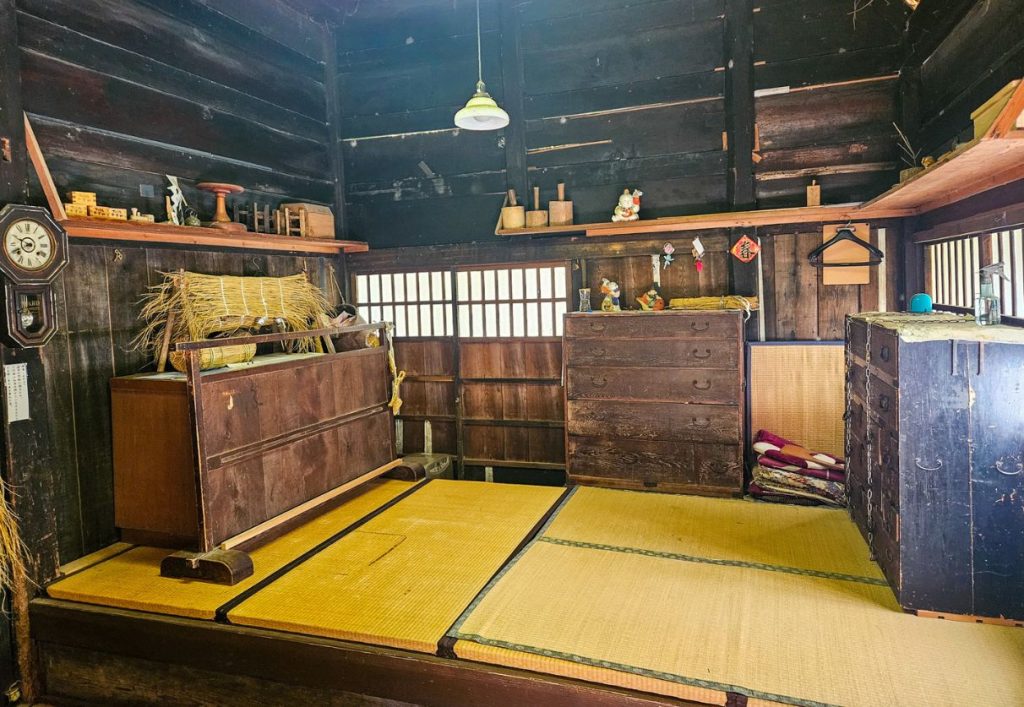 The inside of one of the small farmhouses that shows what the interior would have looked like in the past
